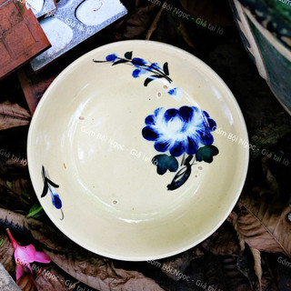 Dĩa Gốm Vẽ Cá Rồng Cổ Xưa Size Đại Sâu Lòng (Dĩa Ảo) Đườg Kính 20cm - Gốm Xưa Lái Thiêu Cho Người Hoài Niệm - Gốm Nam Bộ
