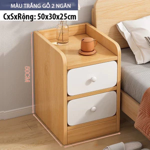 Tủ Gỗ Đầu Giường ,Kệ 3 Tầng 2 Ngăn Kéo Gỗ MDF Chống Nước