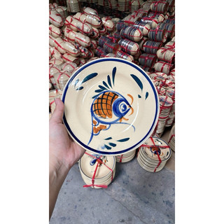 Dĩa Gốm Vẽ Cá Rồng Cổ Xưa Size Đại Đường Kính 21cm - Gốm Xưa Lái Thiêu Cho Người Hoài Niệm - Gốm Nam Bộ