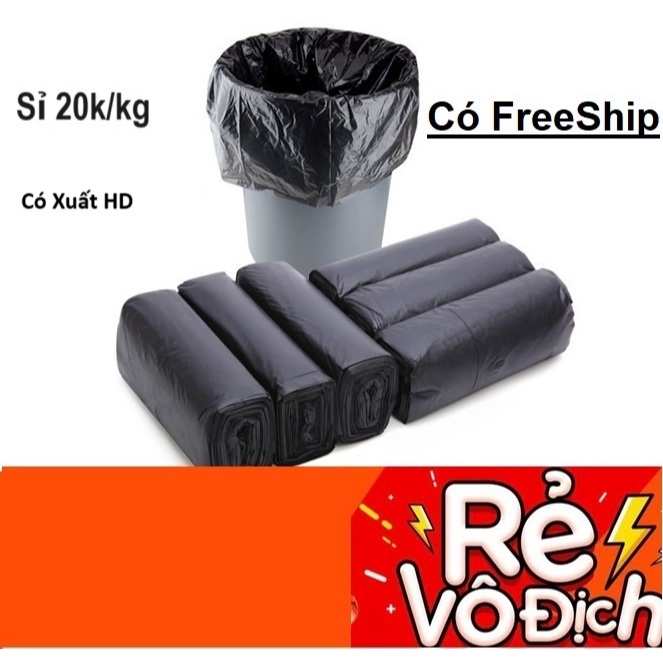 Sỉ 1kg Rác cuộn ĐEN - 3 cuộn / 1 bịch = 1kg [Chọn Size] Chính Hiệu EIG ...