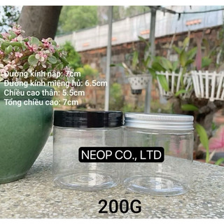 Hủ Nhựa Trong Nắp Thiếc Cao Cấp 200G - NTT20 - Siêu Xinh - Dùng Đựng Kem Body - Nạ - Trang Trí Cực Yêu
