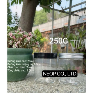 Hủ Nhựa Trong Nắp Thiếc Cao Cấp 250G - NTT25 - Siêu Xinh - Dùng Đựng Kem Body - Nạ - Trang Trí Cực Yêu