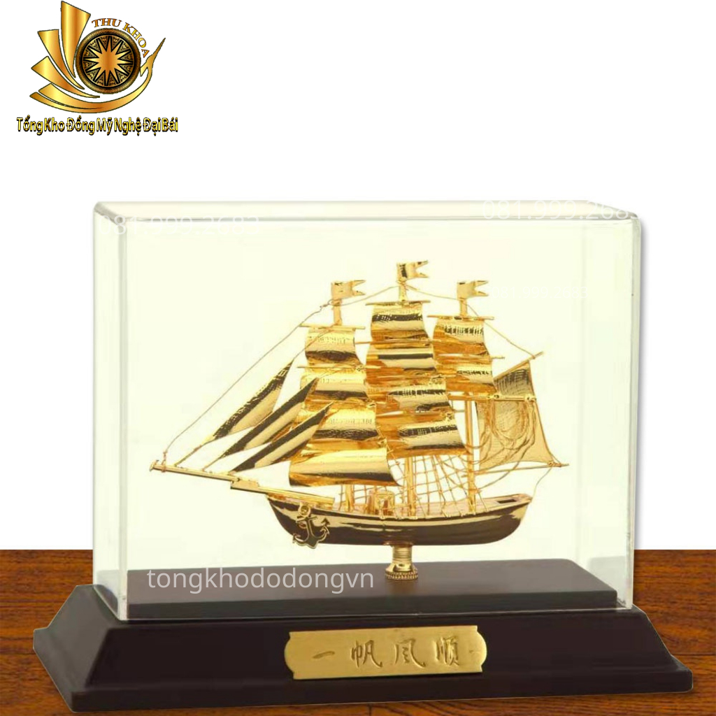 Quà tặng sếp mô hình thuyền buồm mạ vàng   thuận buồm xuôi gió phong thủy các kích thước fullbox