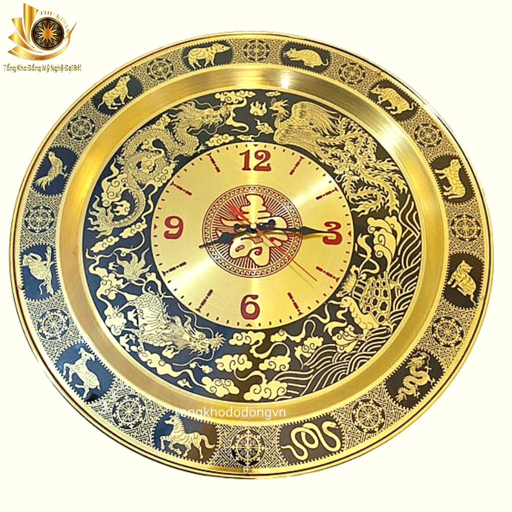 Đồng Hồ Treo Tường Phòng Khách Đẹp 55cm Chất Liệu Đồng Thau Họa Tiết Trống Đồng Đông Sơn Sang Trọng Đồ Đồng Đại Bái