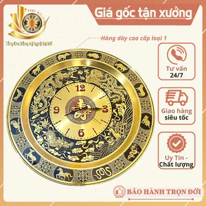 Đồng Hồ Treo Tường Phòng Khách Đẹp 55cm Chất Liệu Đồng Thau Họa Tiết Trống Đồng Đông Sơn Sang Trọng Đồ Đồng Đại Bái