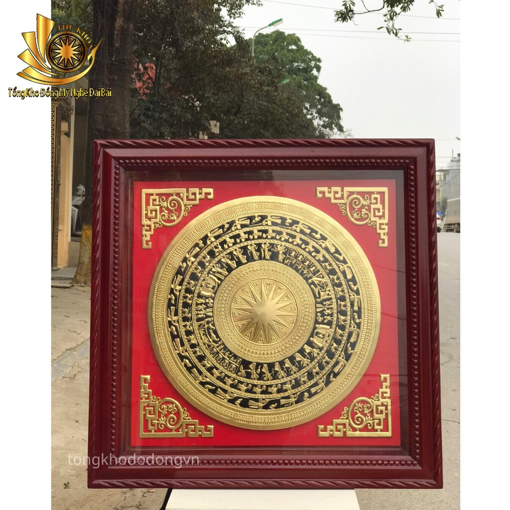 Tranh Trồng Đồng 90*90cm Thếp V.àng   Thúc Nổi Thủ Công Nền Đen Khung Gỗ Sồi Nga Quà Tặng Treo Tường