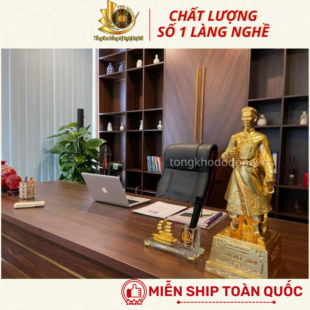 Tượng Trần Hưng Đạo 50cm Tượng Trần Quốc Tuấn Bằng Đồng Dát V.àng   Đúc Thủ Công Loại 1