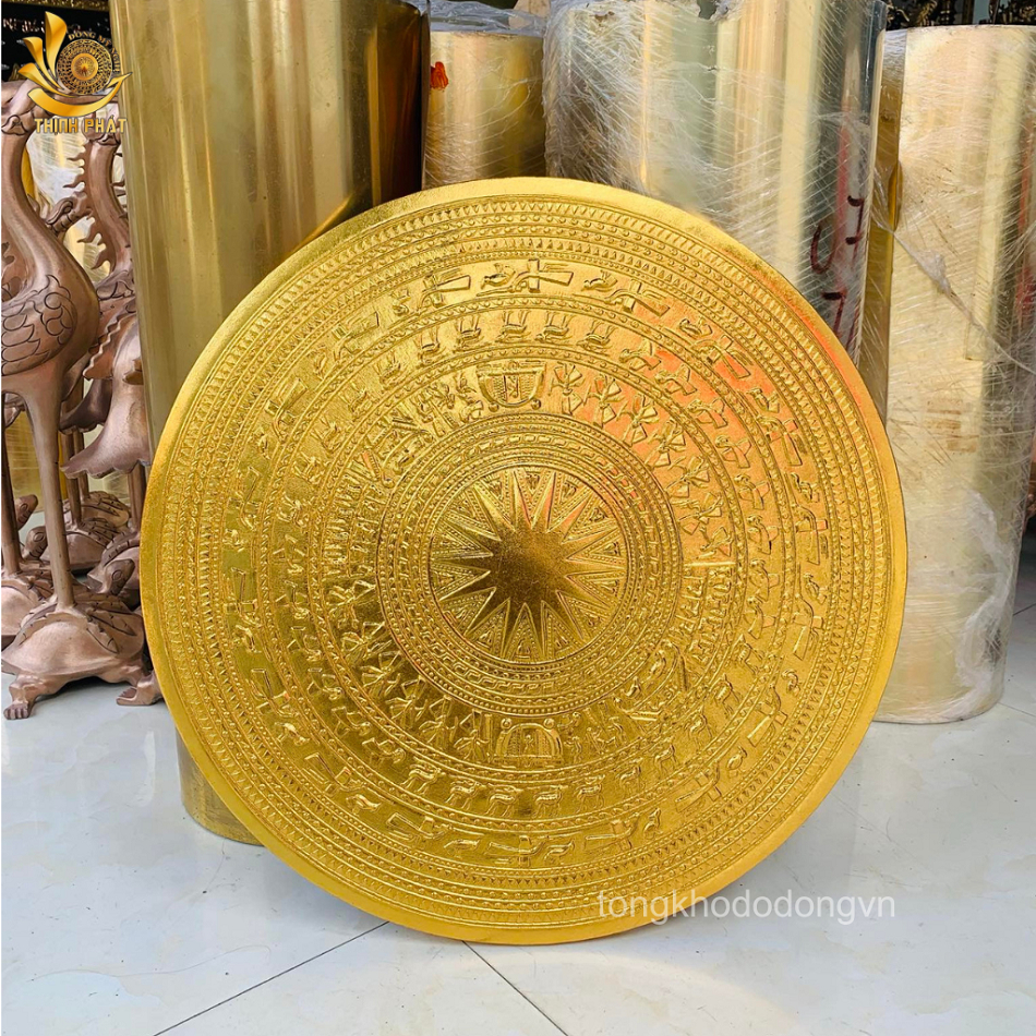 [LOẠI 1] Tranh trống đồng Đông Sơn 60x60cm khung decor hiện đại mặt trống gò thủ công sắc nét miễn ship toàn quốc