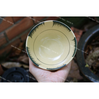 Bộ 10 Chén Ăn Cơm Phết Xanh Lá Già Nam Bộ Size 12cm - Hàng Đẹp Không Chấm Chân - Gốm Xưa Lái Thiêu Cho Người Hoài Niệm
