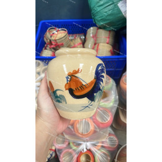 Lu Bia Gốm 500mL Vẽ Gà Trống Cực Xinh - Dùng Uống Bia - Cắm Hoa - Decord - Gốm Lái Thiêu - Đựng Nước Trái Cây