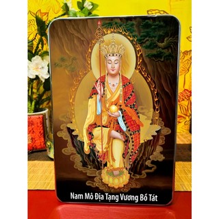 Tranh Để Bàn/Tranh Treo Tường Trang Trí Phòng Khách, Phòng Thờ Địa Tạng Vương Bồ Tát - Tranh Laminate Tráng Gương Bo Viề