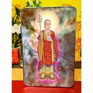 Tranh Để Bàn/Tranh Treo Tường Trang Trí Phòng Khách, Phòng Thờ Địa Tạng Vương Bồ Tát - Tranh Laminate Tráng Gương Bo Viề
