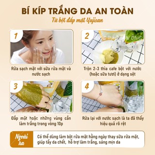 Bột rửa mặt trắng da 100g, bột đắp mặt Yujisan, bột rửa mặt thảo mộc, tẩy da chết, giúp da sáng mịn