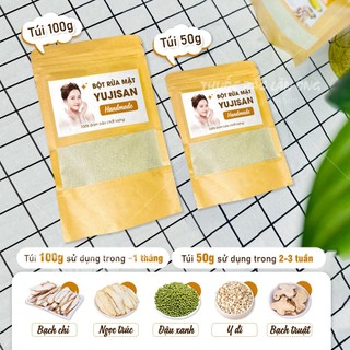 Bột rửa mặt trắng da 100g, bột đắp mặt Yujisan, bột rửa mặt thảo mộc, tẩy da chết, giúp da sáng mịn