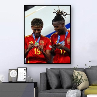 Lamine Yamal Và Nico Williams - Tranh Treo Tường Tây Ban Nha Vô Địch euro 2024 - Tranh Treo Tường Laminate Tráng Gương