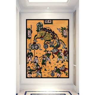 Tranh Treo Tường Trang Trí Phòng Khách Nghệ Thuật Dân Gian Đông Hồ - Tranh Laminate Tráng Gương - 60x90cm