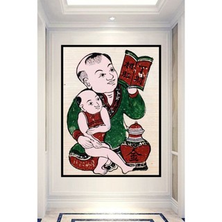 Tranh Treo Tường Trang Trí Phòng Khách Nghệ Thuật Dân Gian Đông Hồ - Tranh Laminate Tráng Gương - 60x90cm