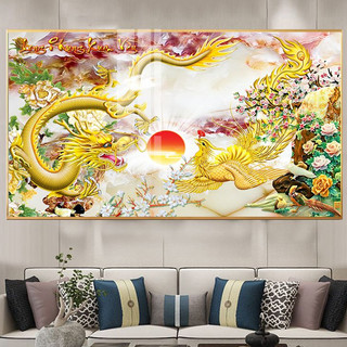 Tranh Treo Tường Phong Thuỷ Trang Trí Phòng Khách Long Phụng Sum Vầy - Tranh Laminate Tráng Gương - 50x100cm