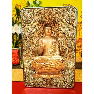 Tranh Để Bàn/Tranh Treo Tường Trang Trí Phòng Khách, Phòng Thờ Phật A Di Đà - Tranh Laminate Tráng Gương Bo Viền