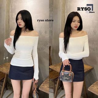 Áo Thun Tay Dài Trễ Vai Borip Dáng Dài Ôm Body, Áo Thun Nữ Tay Dài Kiểu Sexy Chất Borip TD05 RYSO