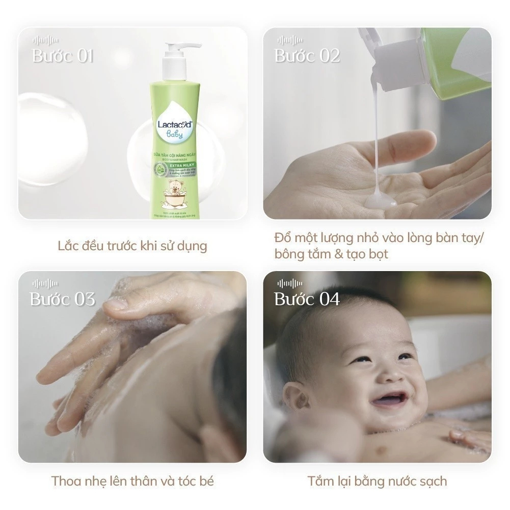 Sữa Tắm Gội Cho Bé Trẻ Em Lactacyd Milky Bảo Vệ, Nuôi Dưỡng Da và Tóc Bé 500ml