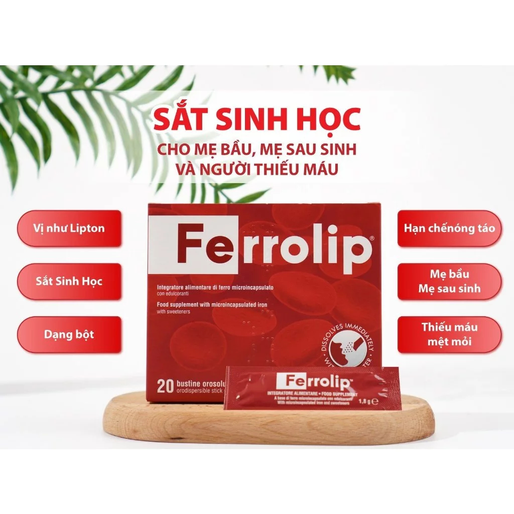Sắt cho bà bầu sắt sinh học Ferrolip liposome bổ sung sắt cho mẹ bầu, phụ nữ mang thai, người thiếu máu thiếu sắt