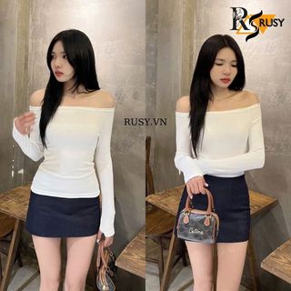 Áo Thun Tay Dài Trễ Vai Borip Dáng Dài Ôm Body, Áo Thun Nữ Tay Dài Kiểu Sexy Chất Borip TD05 RUSY