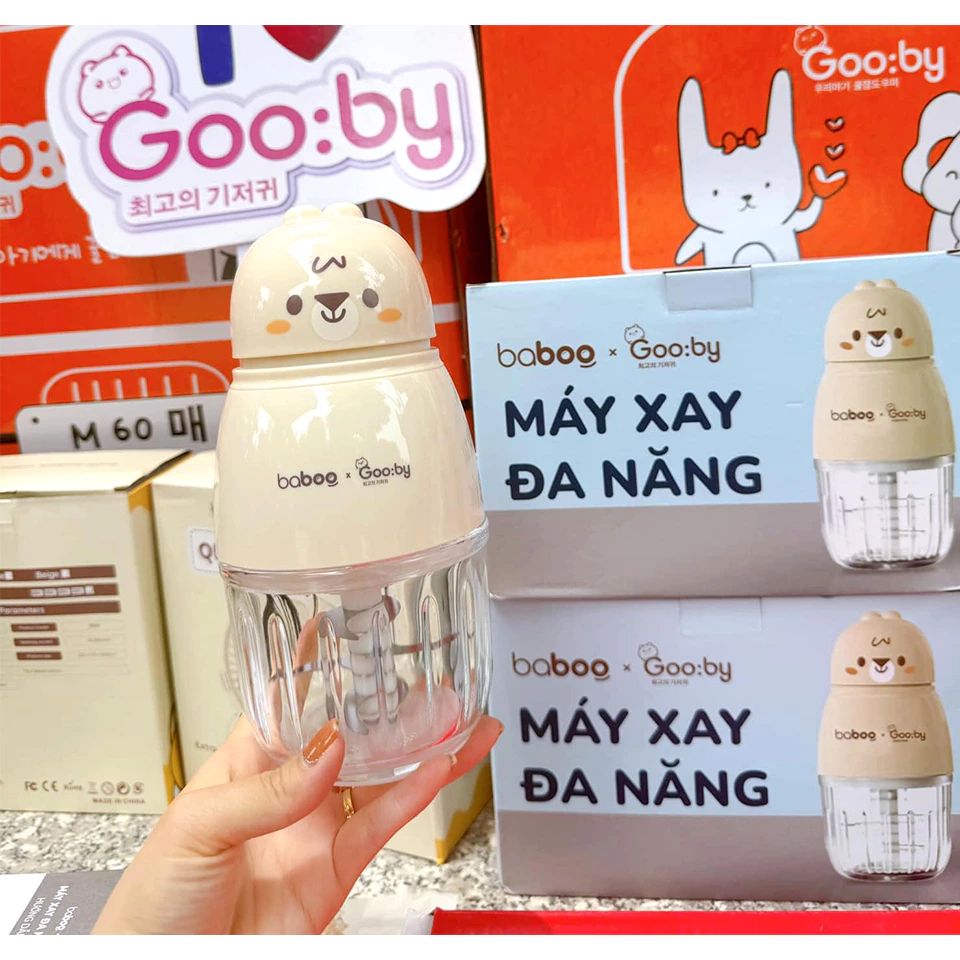 Máy xay ăn dặm cho bé BaBoo * Gooby cối thủy tinh - hanzomart