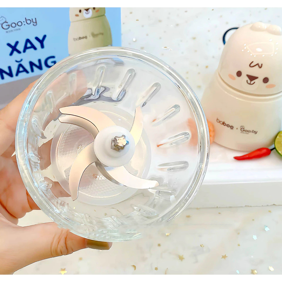Máy xay ăn dặm cho bé BaBoo * Gooby cối thủy tinh - hanzomart