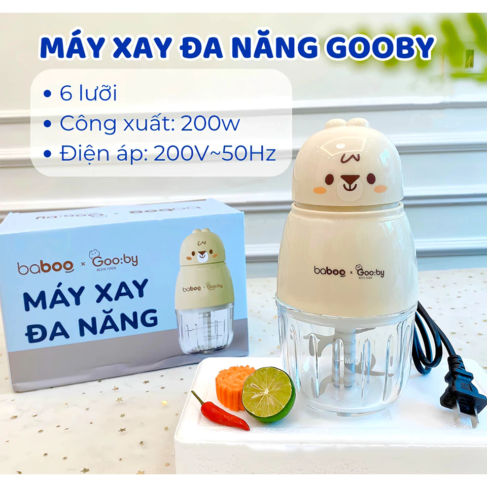 Máy xay ăn dặm cho bé BaBoo * Gooby cối thủy tinh - hanzomart