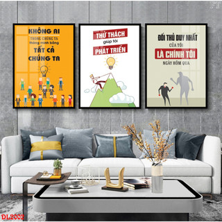 Tranh Laminate Tráng Gương - Tranh Slogan Treo Tường Trang Trí Văn Phòng, Phòng Làm Việc Tạo Động Lực Bộ 3 Tấm (50x70cm)