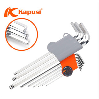 Bộ Lục Giác Đầu Bi Hãng Kapusi K-0831 9 Cây Chữ L 1.5-10mm, Chất liệu thép CR-V6150