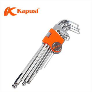 Bộ Lục Giác Đầu Bi Hãng Kapusi K-0831 9 Cây Chữ L 1.5-10mm, Chất liệu thép CR-V6150