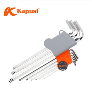 Bộ Lục Giác Đầu Bi Hãng Kapusi K-0831 9 Cây Chữ L 1.5-10mm, Chất liệu thép CR-V6150