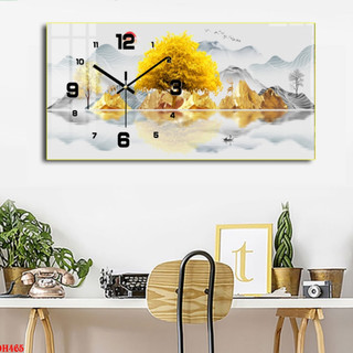 Tranh Đồng Hồ Tráng Gương Treo Tường Phong Cảnh Trang Trí Phòng Khách Thiên Nhiên Núi Non Hùng Vĩ