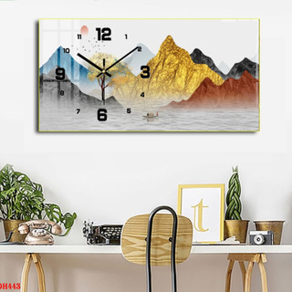 Tranh Đồng Hồ Tráng Gương Treo Tường Phong Cảnh Trang Trí Phòng Khách Thiên Nhiên Núi Non Hùng Vĩ