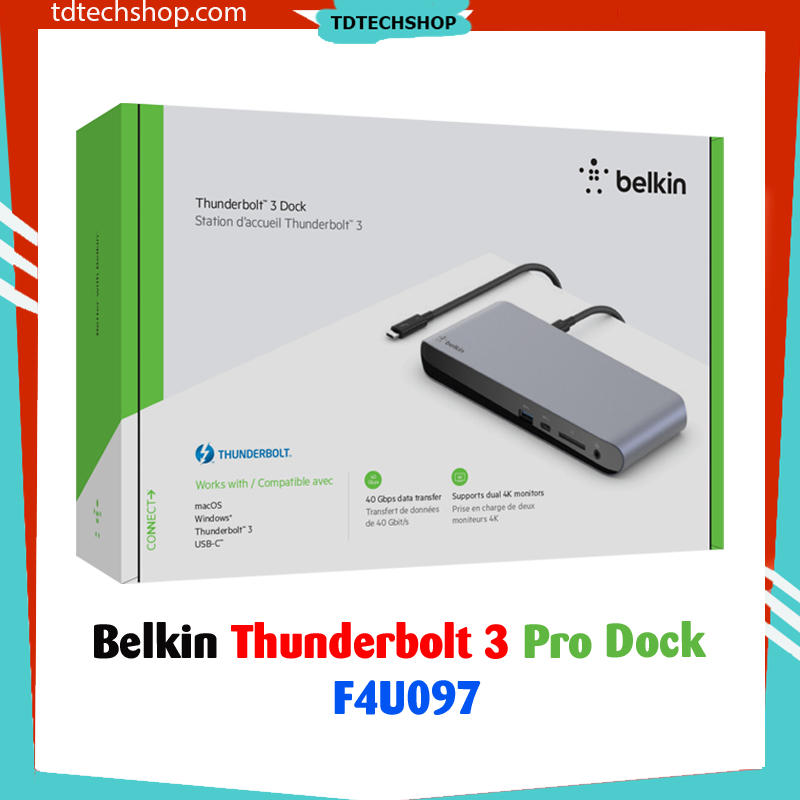 MacBookアクセサリー Belkin Thunderbolt 3 Dock F4U097 Belkin CONNECT Thunderbolt 3 Dock Pro 12 in 1 ドッキングステーション