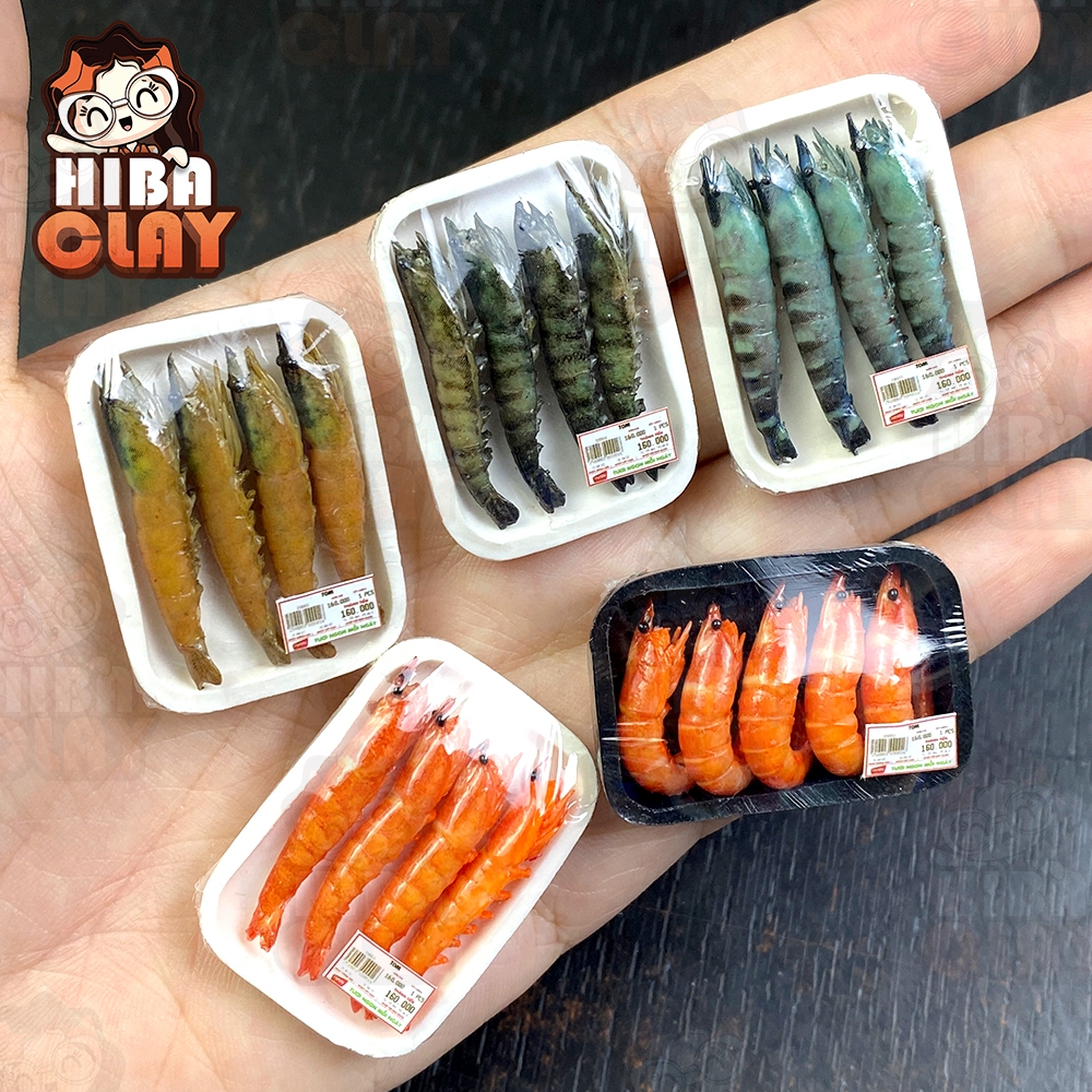 Mô hình khay tôm siêu thị , Mini Food, đồ ăn tí hon , đồ ăn mini mô ...