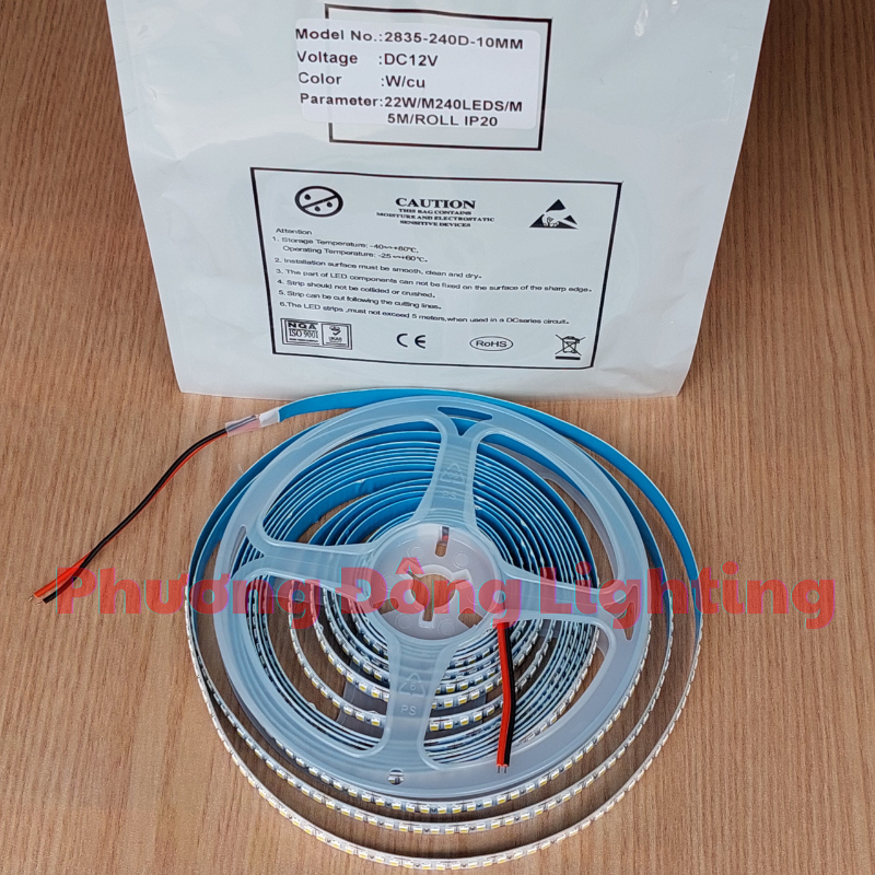 Cuộn LED dây dán 12V - 240 LED màu Trắng - Vàng - Trung tính 5m