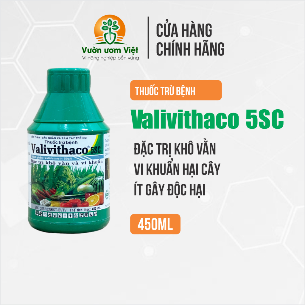 Thuốc trừ bệnh Valivithaco 5SC - trị nấm bệnh, vi khuẩn hại cây trồng - 450ml
