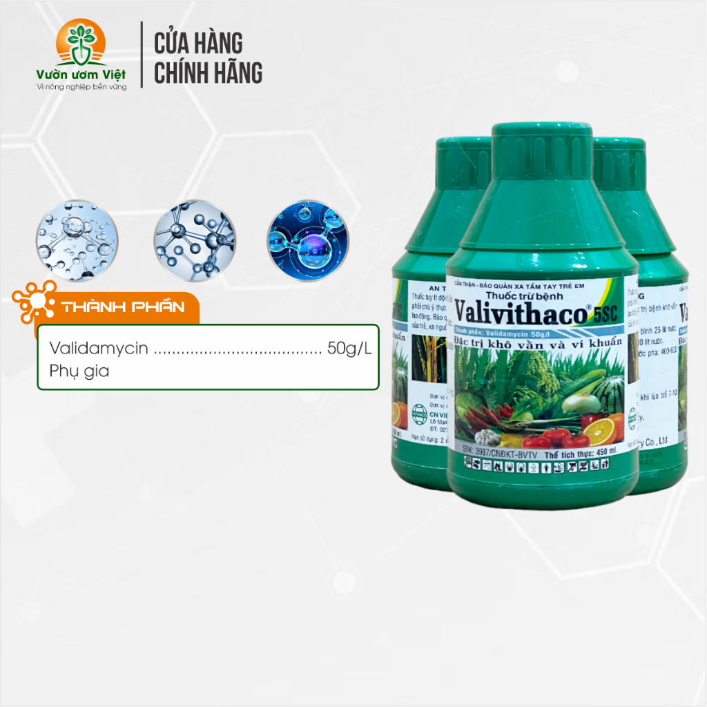 Thuốc trừ bệnh Valivithaco 5SC - trị nấm bệnh, vi khuẩn hại cây trồng - 450ml