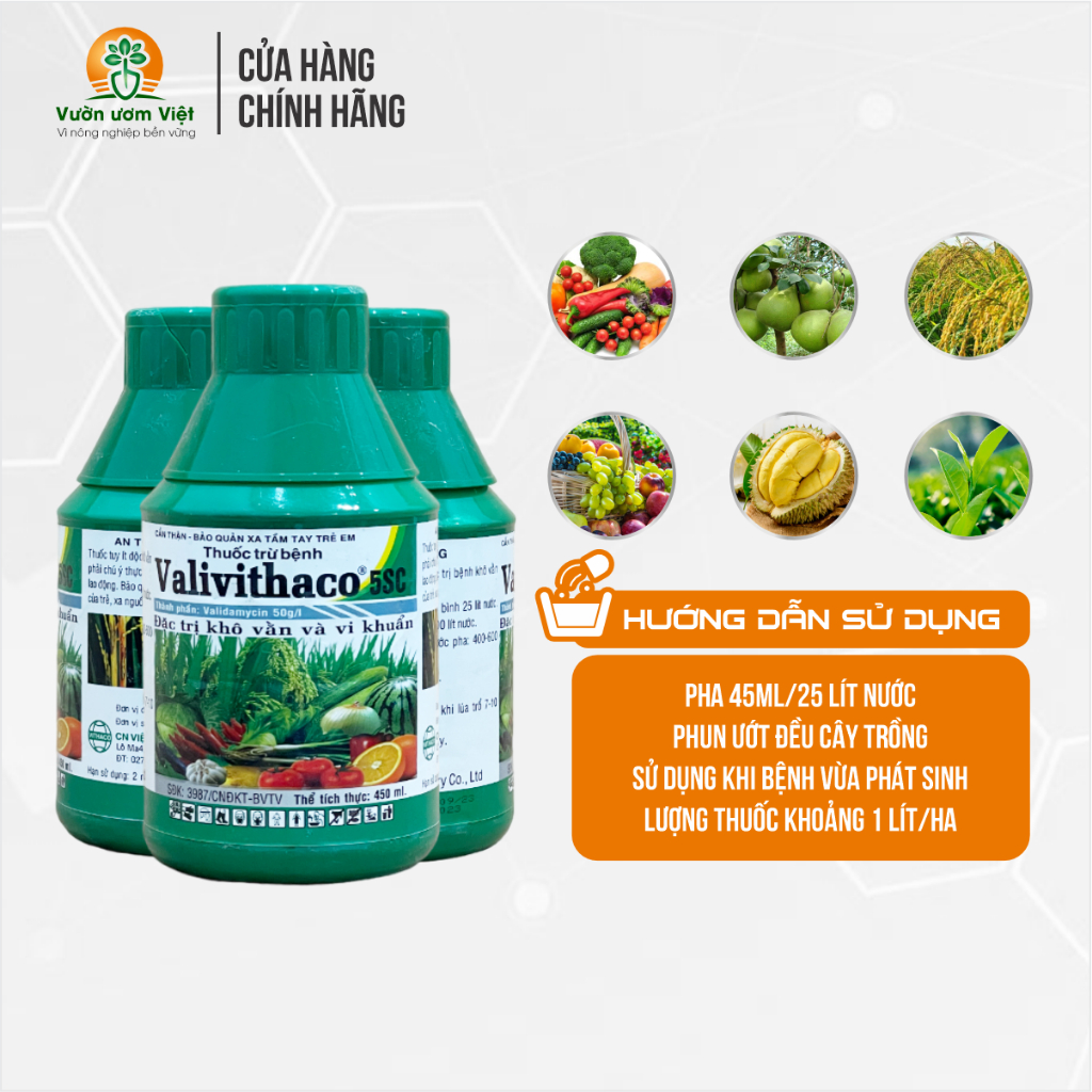 Thuốc trừ bệnh Valivithaco 5SC - trị nấm bệnh, vi khuẩn hại cây trồng - 450ml