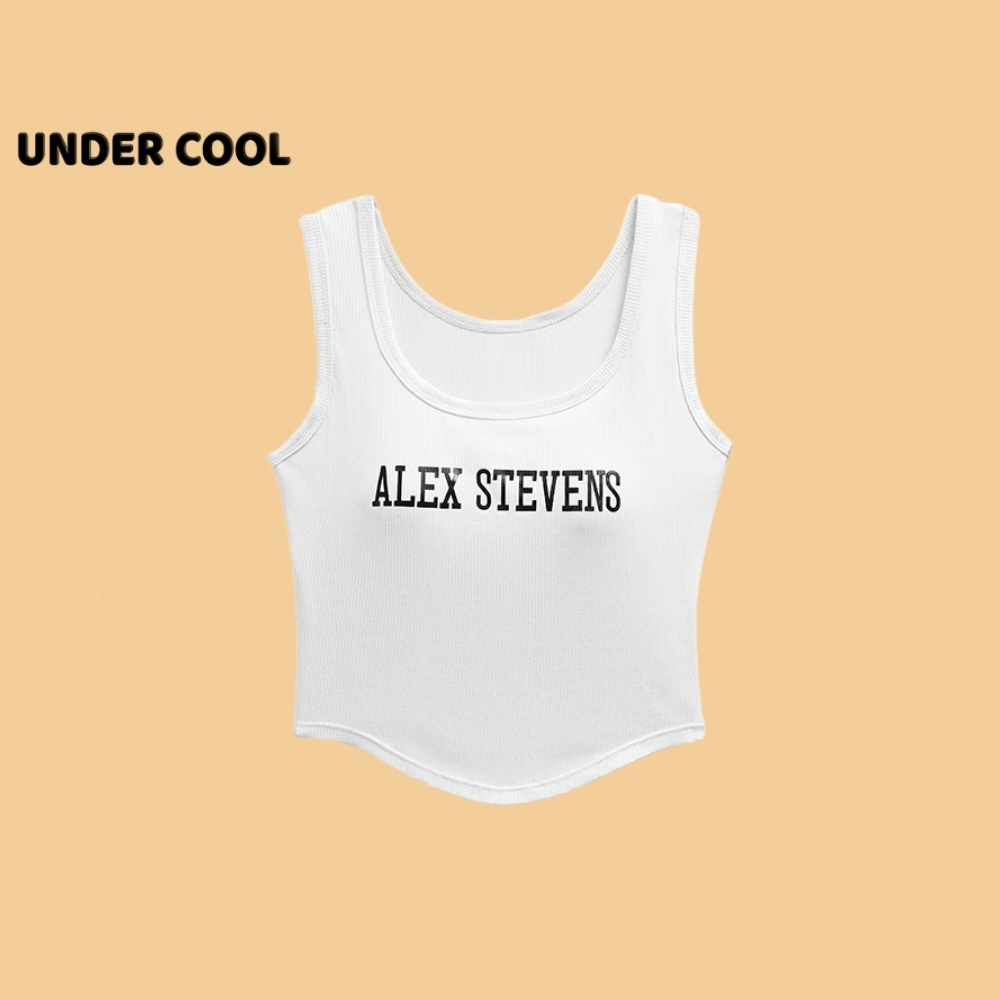 Áo Bra nữ cotton tăm kiểu dáng vạt tròn in chữ trước ngực phong cách Hàn,có đệm ngực UNDERCOOL AB45