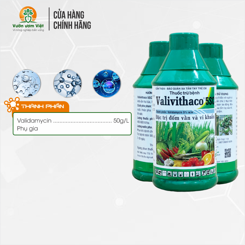 Thuốc trừ bệnh Valivithaco 5SC - trị nấm bệnh, vi khuẩn hại cây trồng - 1 Lít
