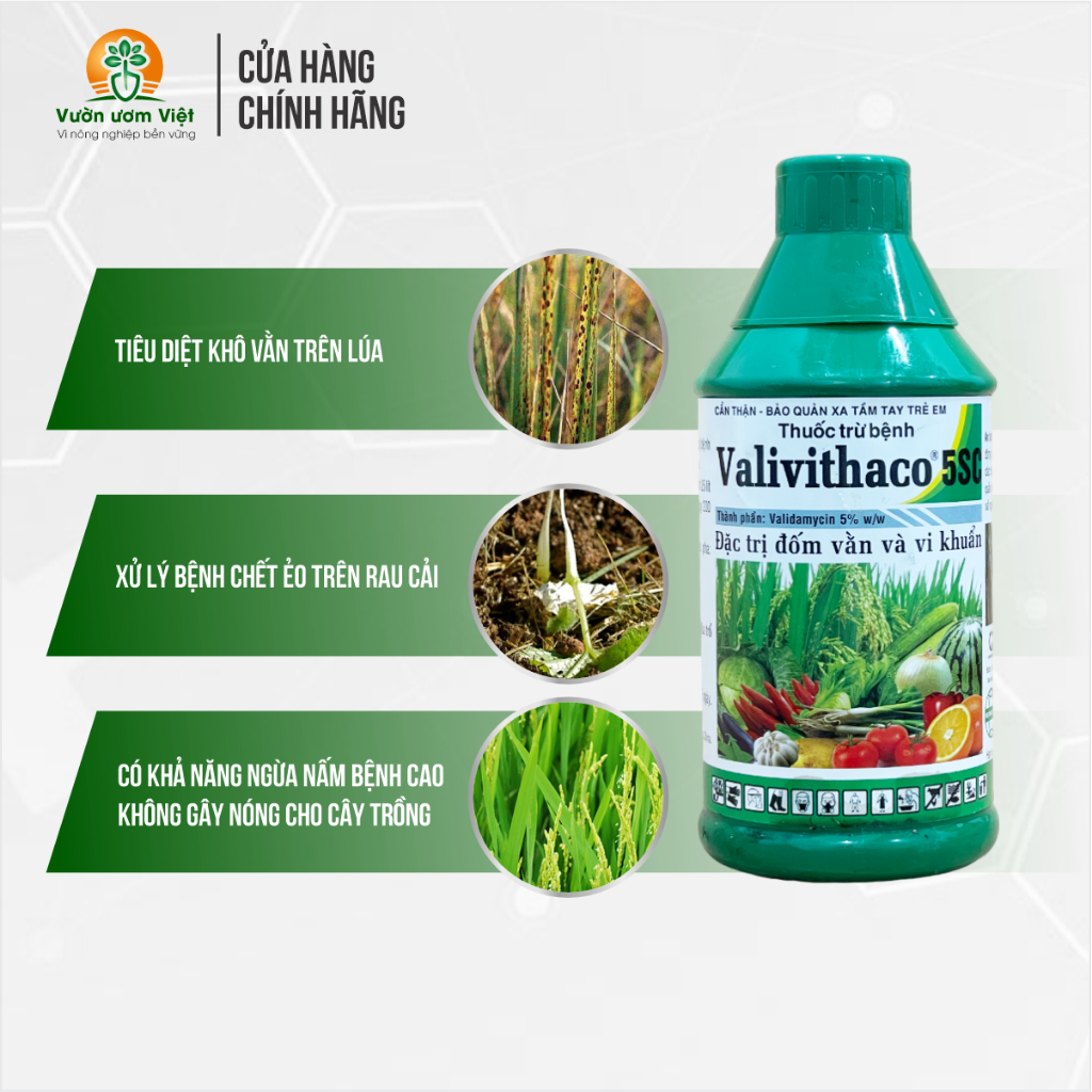 Thuốc trừ bệnh Valivithaco 5SC - trị nấm bệnh, vi khuẩn hại cây trồng - 1 Lít