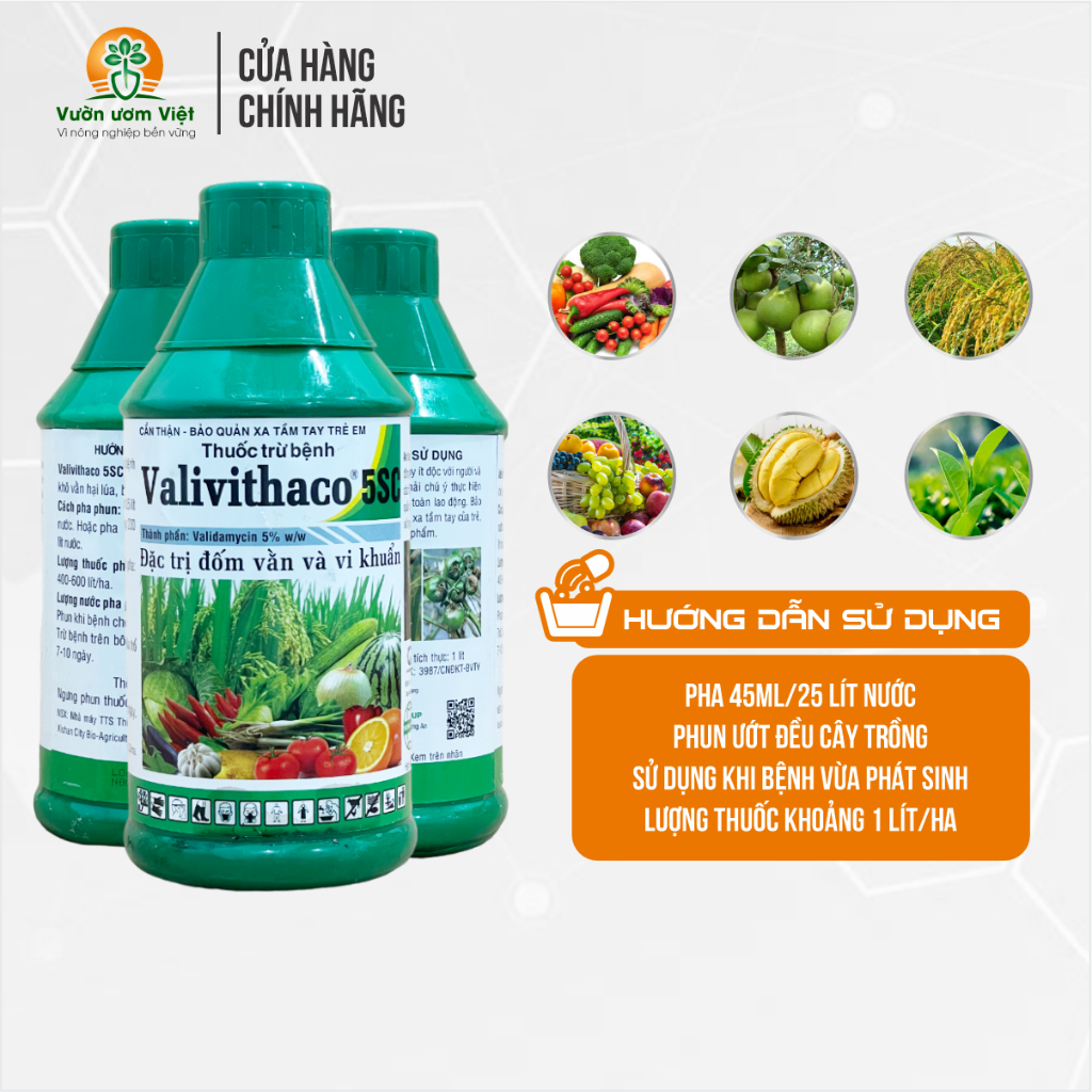 Thuốc trừ bệnh Valivithaco 5SC - trị nấm bệnh, vi khuẩn hại cây trồng - 1 Lít