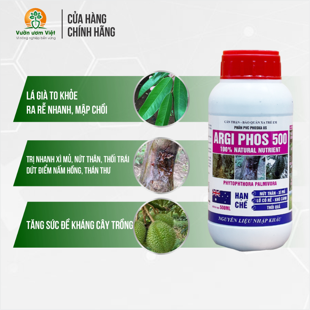 Phân bón Agri Fos 500 - trị thối thân, xì mủ, thối rễ, lở cổ rễ, thối trái dưỡng rễ khỏe mạnh -500ml