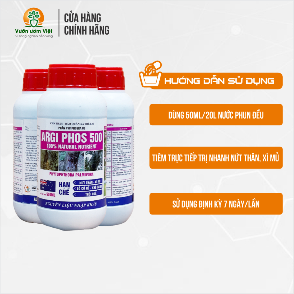 Phân bón Agri Fos 500 - trị thối thân, xì mủ, thối rễ, lở cổ rễ, thối trái dưỡng rễ khỏe mạnh -500ml