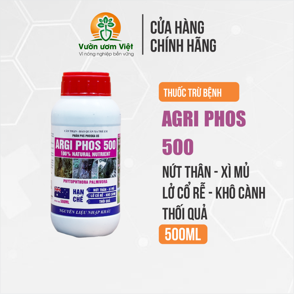 Phân bón Agri Fos 500 - trị thối thân, xì mủ, thối rễ, lở cổ rễ, thối trái dưỡng rễ khỏe mạnh -500ml