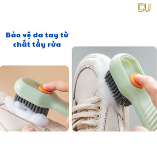 Bàn chải làm sạch quần áo đa năng tay cầm dài có ngăn đựng xà phòng mềm mại